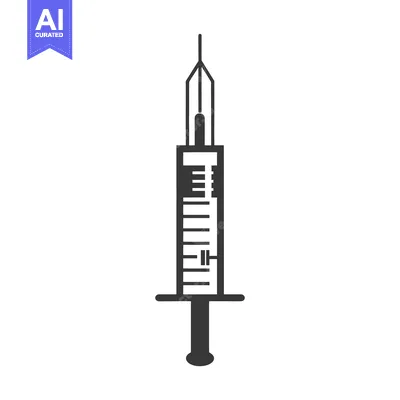A simple black and white illustration of a medical syringe