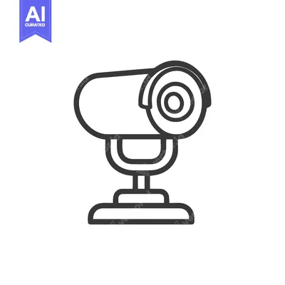 Aset desain premium: Minimalist Security Camera Icon: Modern Surveillance System Design