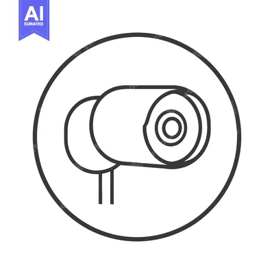 Aset desain premium: CCTV Camera Icon: Minimalist Line Art Security Surveillance Symbol in