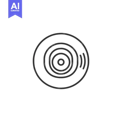Popular premium asset: Minimalist Vinyl Record Icon with Sound Waves, Black Outline on White