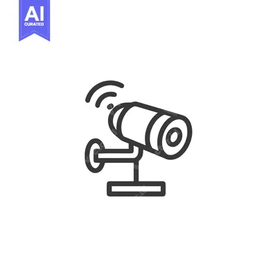 Aset desain premium: Minimalist Wireless Security Camera Icon with Antenna Signals