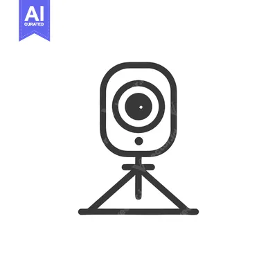 Aset desain premium: Minimalist Webcam Icon: Clean Line Art on White Background