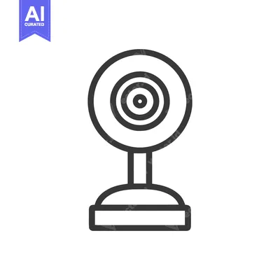 Aset desain premium: Minimalist Webcam Icon: Clean Line Art on White Background