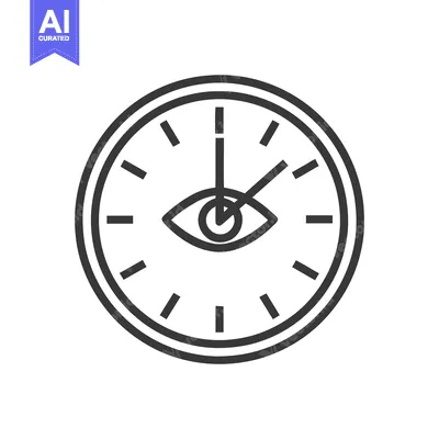 Aset premium populer: All-Seeing Time: Clock with Eye Symbol, Minimalist Line Art Icon