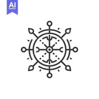 Vegvisir Compass Icon: Nordic Symbol of Guidance and Protection in Min