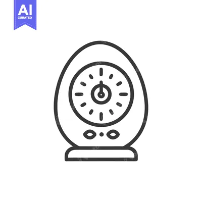 Aset premium populer: Minimalist Egg-Shaped Timer Icon with Power Symbol and Buttons