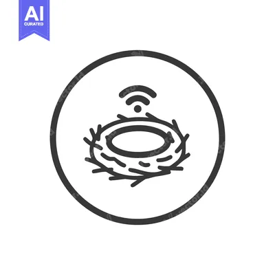 Premium design asset: Smart Nest Icon: Bird's Nest with WiFi Symbol in Circle Frame