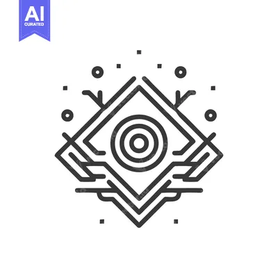 Aset desain premium: Abstract Geometric Design: Concentric Circles in Rhombus with Branch A