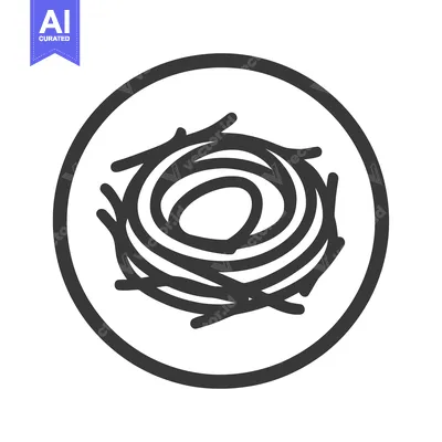Aset desain premium: Minimalist Bird Nest Icon in Circle, Graphic Design Element