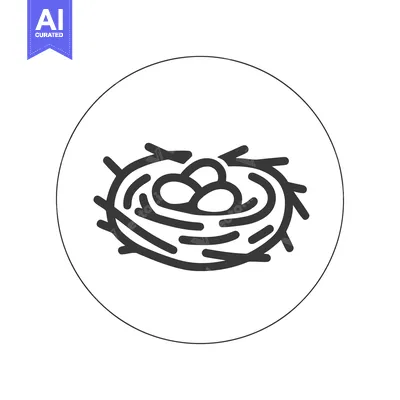 Popular premium asset: Minimalist Bird Nest Icon with Three Eggs in Circle Frame, Simple Desi