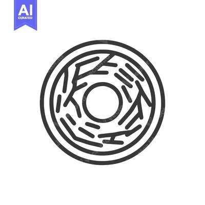 Aset desain premium: Minimalist Donut Icon: Simple Line Art with Unique Frosting Design