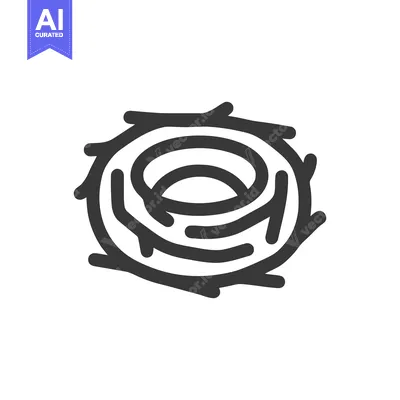 Popular premium asset: Minimalist Bird Nest Icon: Stylized, Circular Design with Twigs and Br