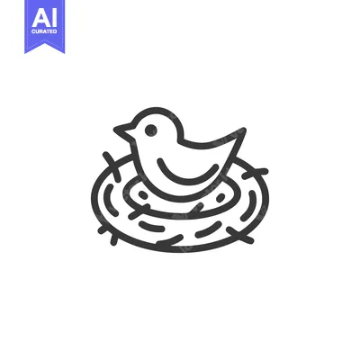 Popular premium asset: Minimalist Bird Nest Icon: Simple Line Art Design on White Background