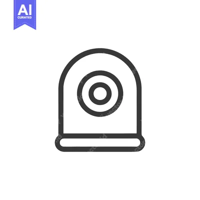 Aset desain premium: Minimalist Security Camera Icon with Concentric Circles Design