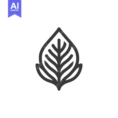 Aset premium populer: Minimalist Leaf Icon: Bold Outline, Stylized Veins, Isolated on White