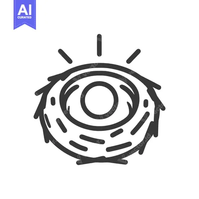 Premium design asset: Minimalist Bird Nest Icon with Radiating Lines, Simple Design