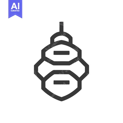 Aset premium populer: Geometric Hanging Ornament Icon, Minimalist Design on White Background