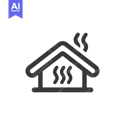 Aset desain premium: Cozy Home Icon: Simple Design with Smoke and Heat