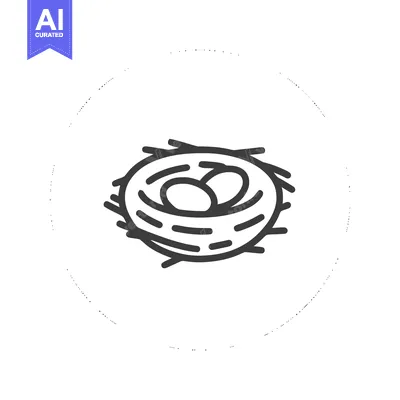 Premium design asset: Minimalist Nest Icon with Two Eggs, Circular Dotted Border, Simple Des