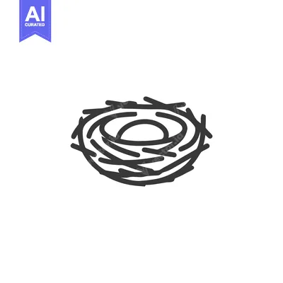 Aset premium populer: Minimalist Bird Nest Illustration: Simple, Clean Design on White Backg