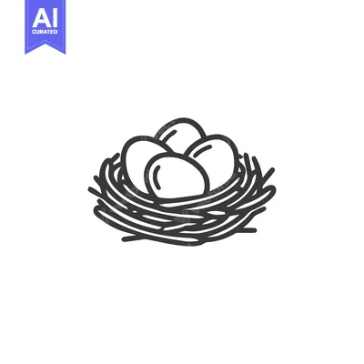 Aset premium populer: Minimalist Nest Icon: Four Eggs in a Simple Line Art Style