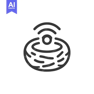 Aset desain premium: Minimalist Nest Icon with Wifi Signal, Line Art Design