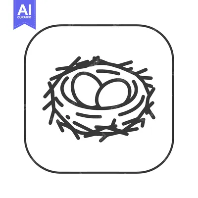 Aset premium populer: Minimalist Nest Icon: Two Eggs in Simple Line Art Design