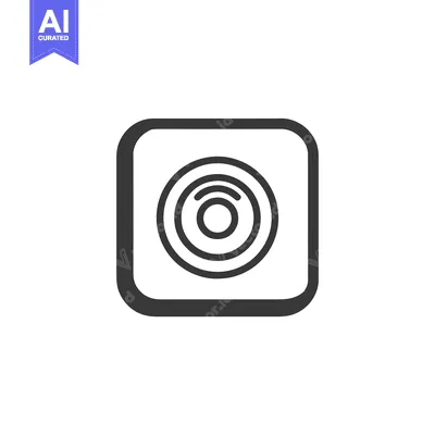 Aset desain premium: Minimalist Target Icon in Rounded Square Frame, Dark Gray on White