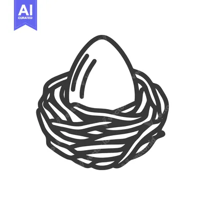 Popular premium asset: Minimalist Egg in Nest Icon, Simple Line Art Illustration