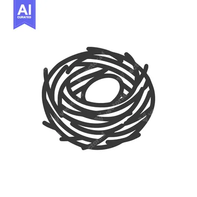 Aset premium populer: Minimalist Bird Nest Illustration: Simple Graphic Design on White Back