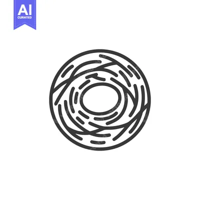 Minimalist Bird Nest Icon: Circular Design with Twigs and Branches