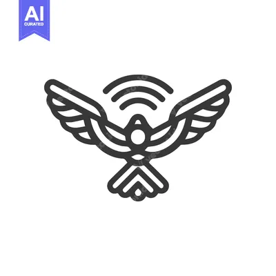 Aset desain premium: Modern Line Art: Dove with WiFi Symbol, Technology and Peace