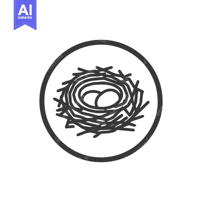 Aset premium populer: Minimalist Bird Nest Icon with Two Eggs in Circle Frame