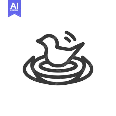 Popular premium asset: Minimalist Duck Icon: Simple Line Art in Water Ripples, Black and Whit