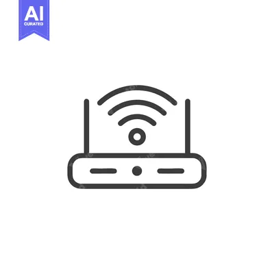 Aset desain premium: Minimalist WiFi Router Icon with Signal Waves on White Background
