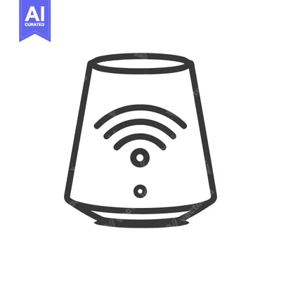 Aset desain premium: Smart Speaker Icon: Minimalist Vector Illustration with WiFi Symbol an