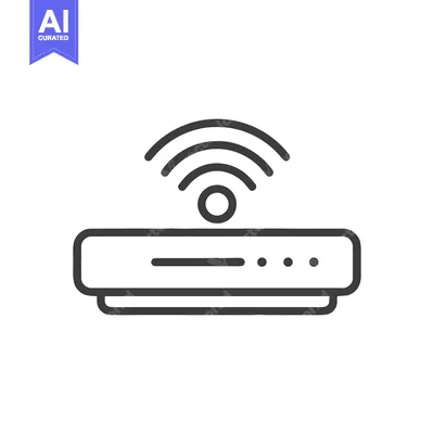 Aset premium populer: Sleek Wireless Router Icon with Signal Waves in Minimalist Style