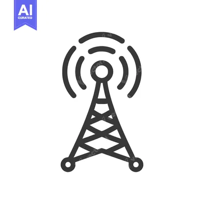 Popular premium asset: Minimalist Radio Tower Icon with Signal Waves, Isolated on White Backg