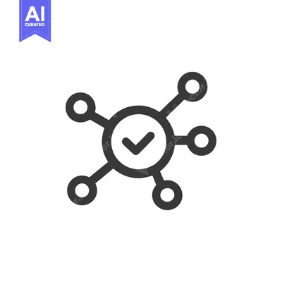 Aset desain premium: Network Node with Checkmark: Connected System Validation Icon