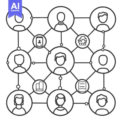 Aset desain premium: Network diagram depicts connected people and associated information
