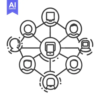 People connecting with technology in a network diagram