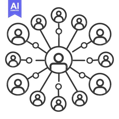 The interconnected network of people symbolizes relationships and conn