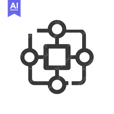 Aset premium populer: Interconnected Network: Square Hub with Circular Nodes and Links, Mini