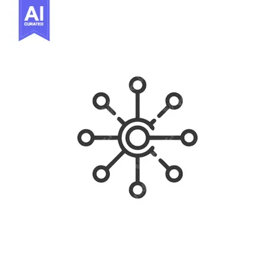 Aset premium populer: Network Connection Icon: Central Hub with Nodes and Links