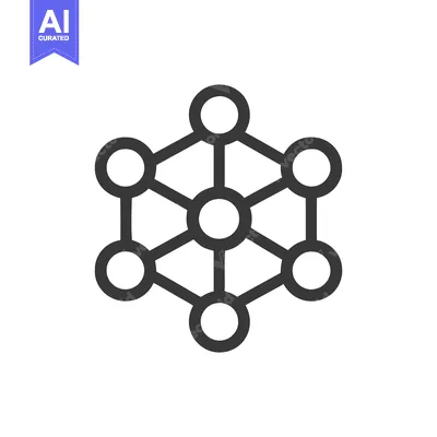 Aset desain premium: Minimalist Network Icon: Interconnected Circles on White Background