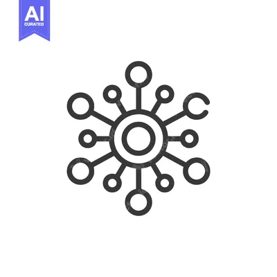 Aset desain premium: Network Connection Icon: Central Node with Connected Circular Elements