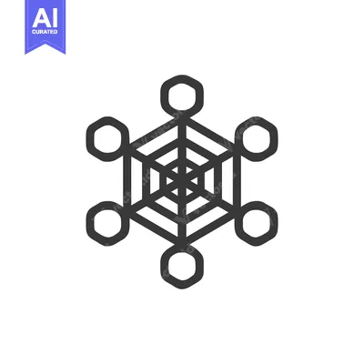 Aset desain premium: Geometric Network Icon: Hexagonal Nodes with Interconnected Lines on W