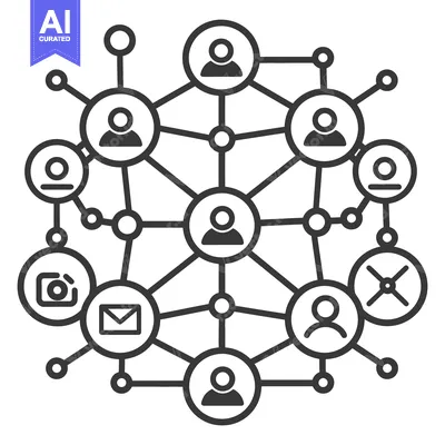 Aset premium populer: An abstract graphic showing social network and its connections