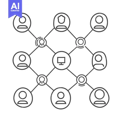 Aset premium populer: Diagram of connected circles representing a network of individuals