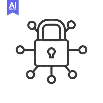 Secure Network: Padlock with Connected Nodes, Data Protection Icon